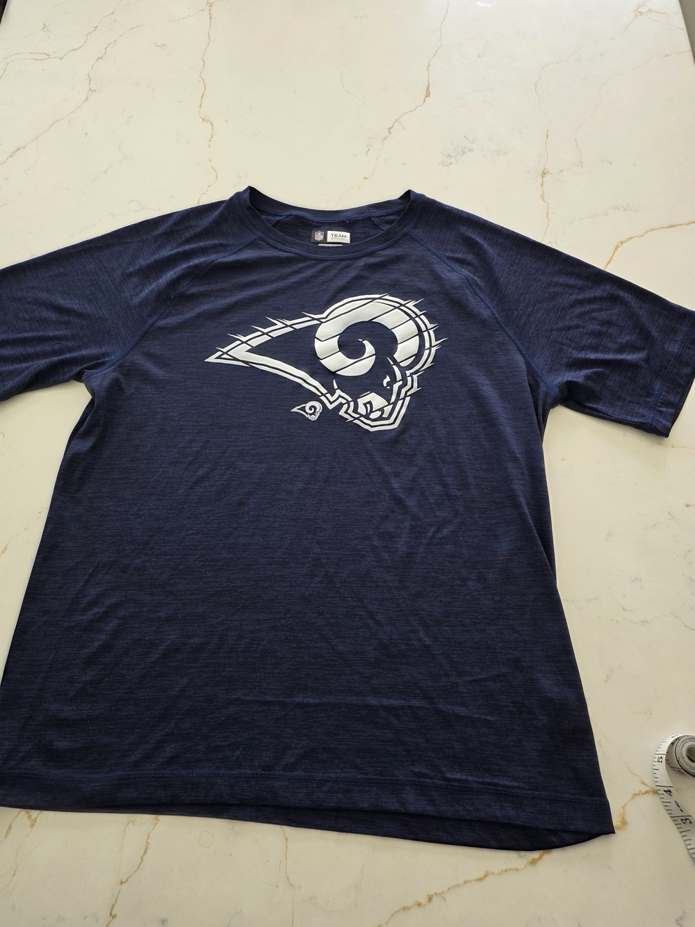 NFL Team Apparel Men's T-Shirt Large TX3 Cool Navy Rams Logo Pre Owned